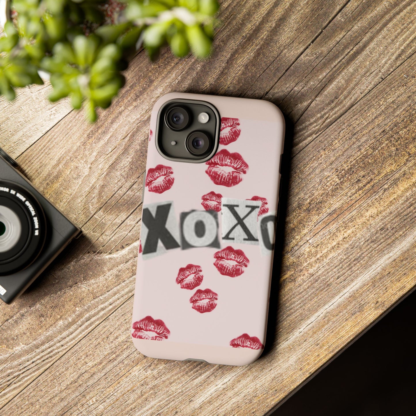 XOXO Kiss Print Phone Case | Coquette Valentine Aesthetic | Cute Pink Lipstick Kiss Tough Case for iPhone & Samsung