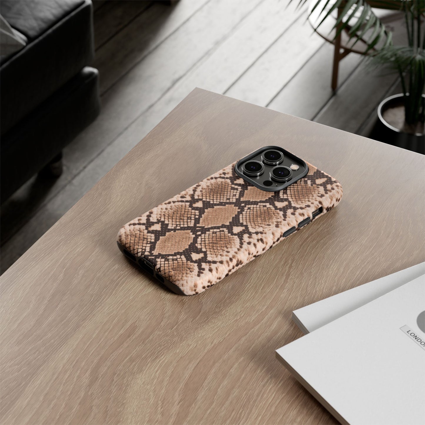 Snake Print Phone Case – Brown Python Pattern Slim Protective Cover for Iphone, Samsung Galaxy and Pixel