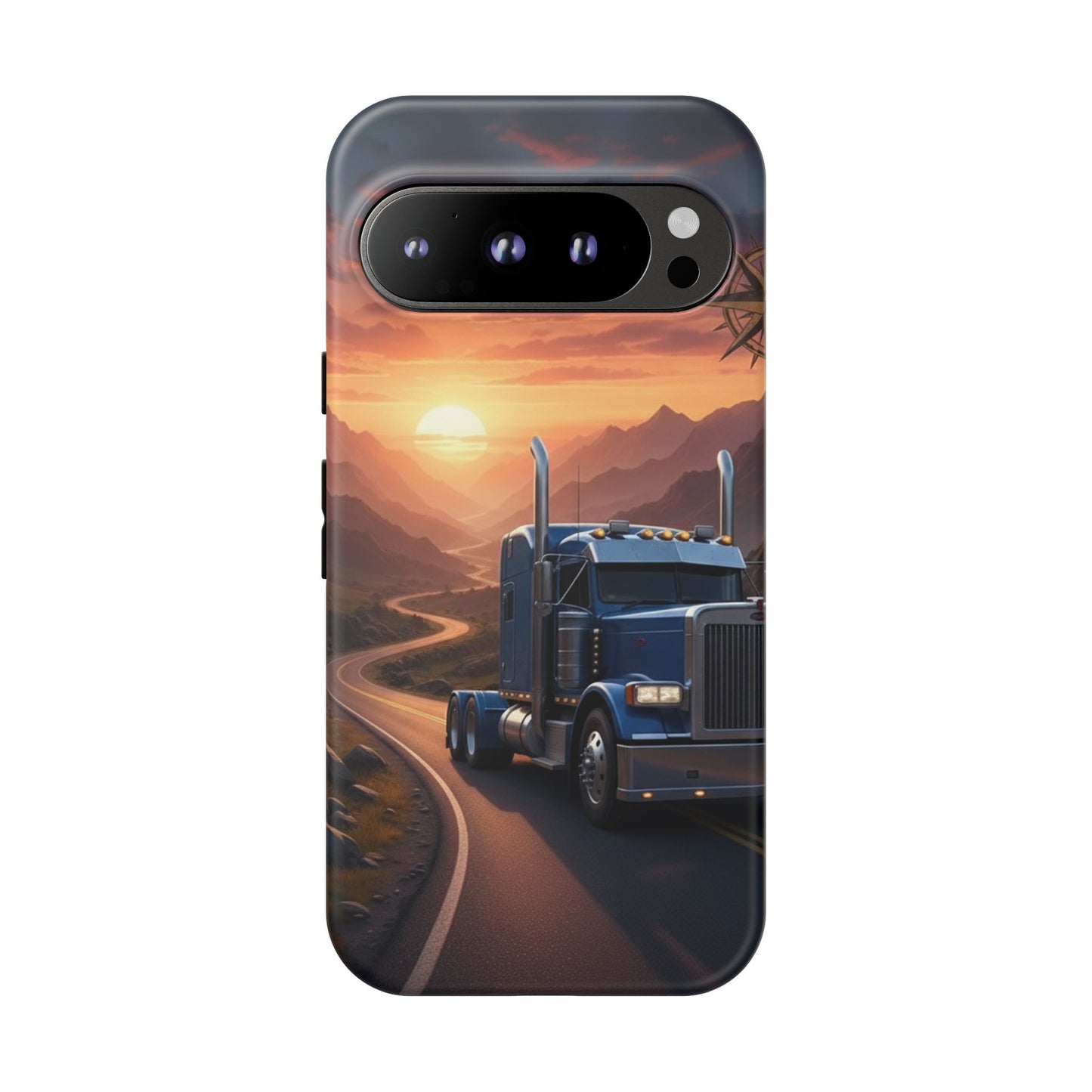Semi Truck Sunset Phone Case | Trucker Gift | Diesel Truck Highway Road iPhone & Samsung Tough Protective Case