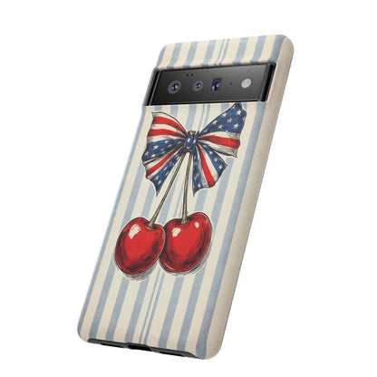 Patriotic Cherry Phone Case Americana Coquette Aesthetic iPhone Samsung