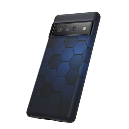 Blue Hexagon Gradient Phone Case | Honeycomb Geometric Tech Aesthetic | Minimalist Tough Case for iPhone & Samsung