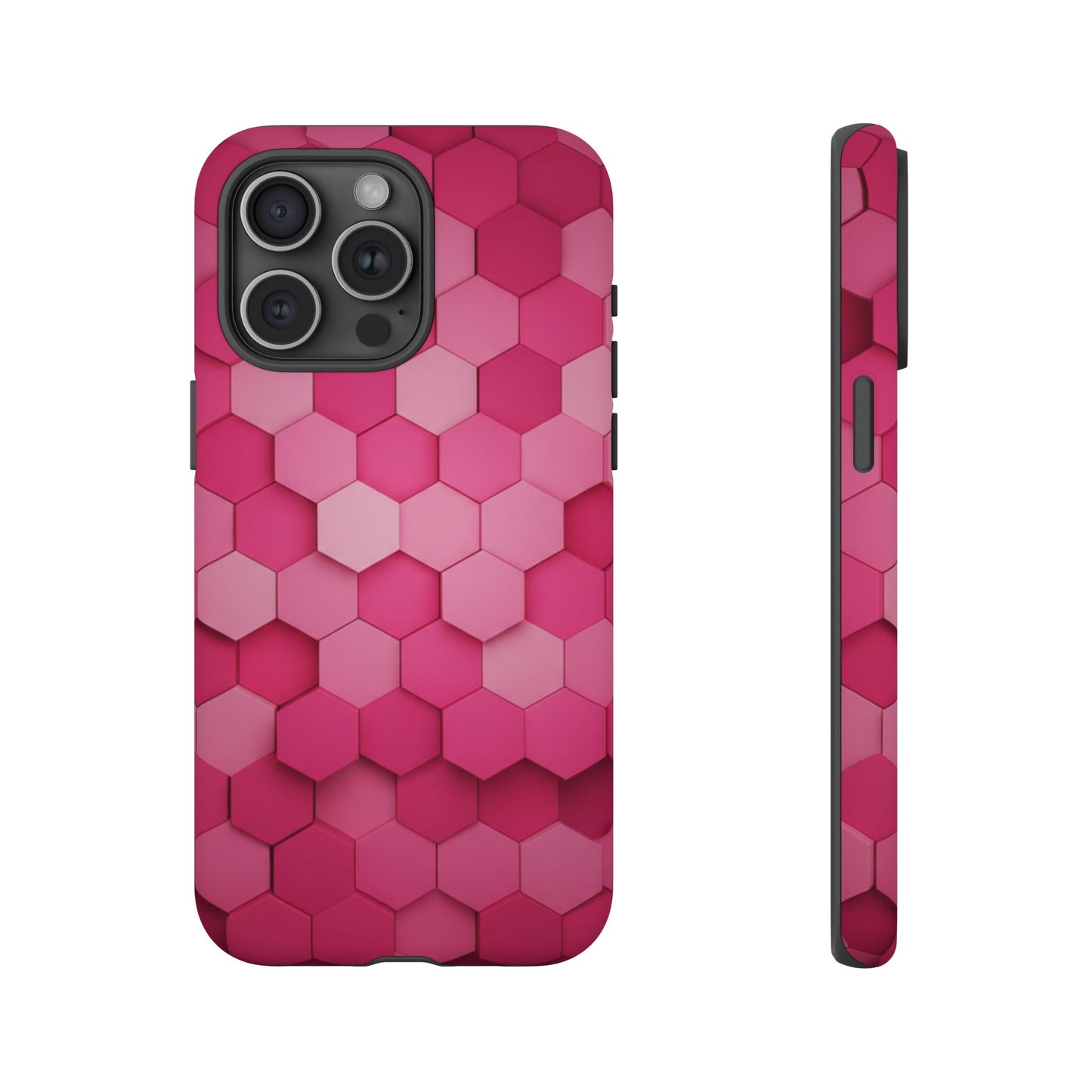 Hot Pink Hexagon Phone Case | Honeycomb Geometric Aesthetic | Cute Pink iPhone & Samsung Tough Protective Case