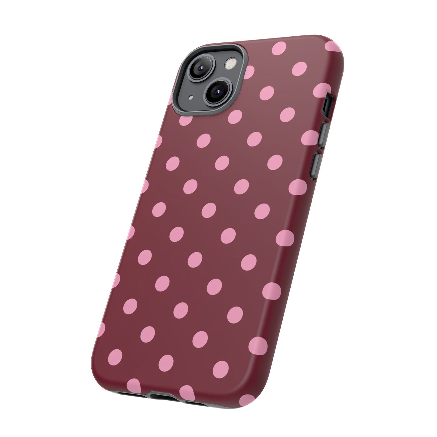 Pink Polka Dot Phone Case – Cute Aesthetic Tough Protective Phone Cover for Iphone, Samsung Galaxy and Pixel