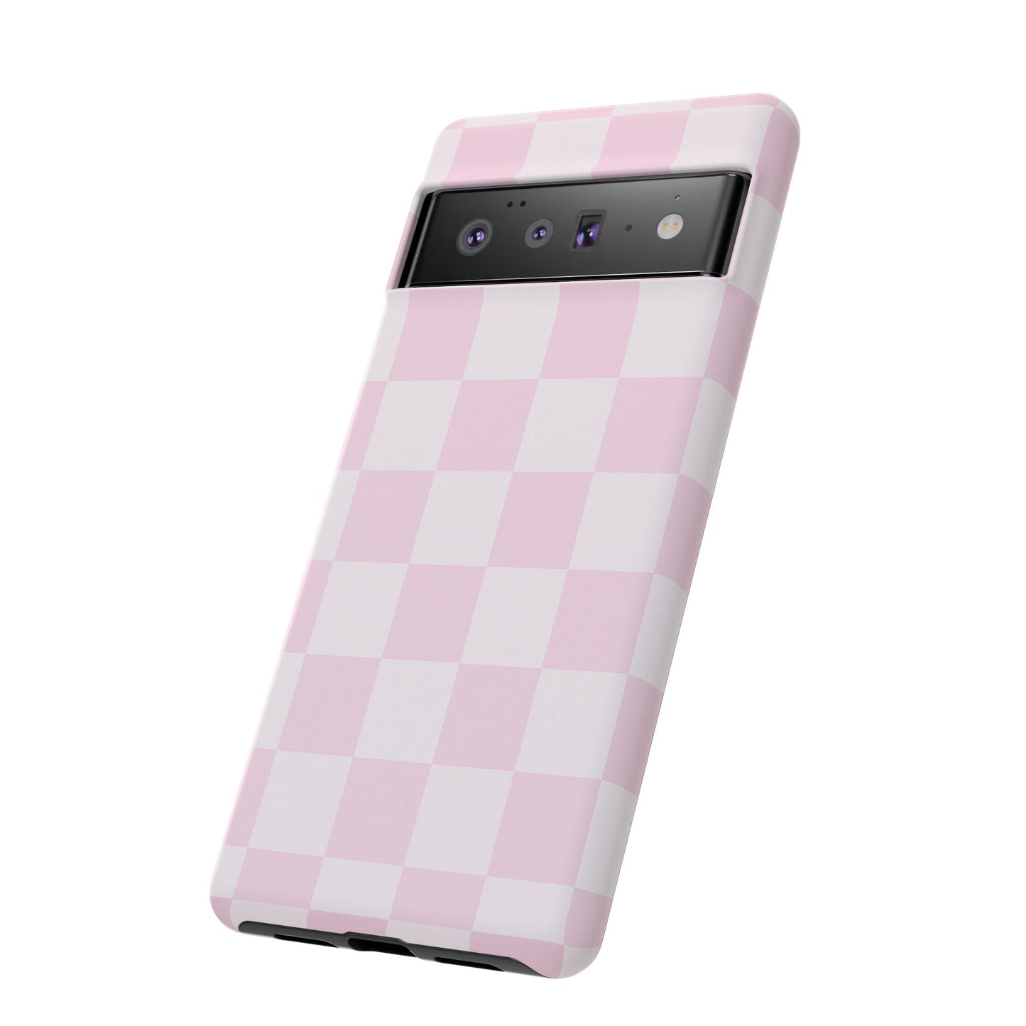 Light Pink Checkerboard Phone Case | Pastel Aesthetic Checkered iPhone & Samsung Tough Case
