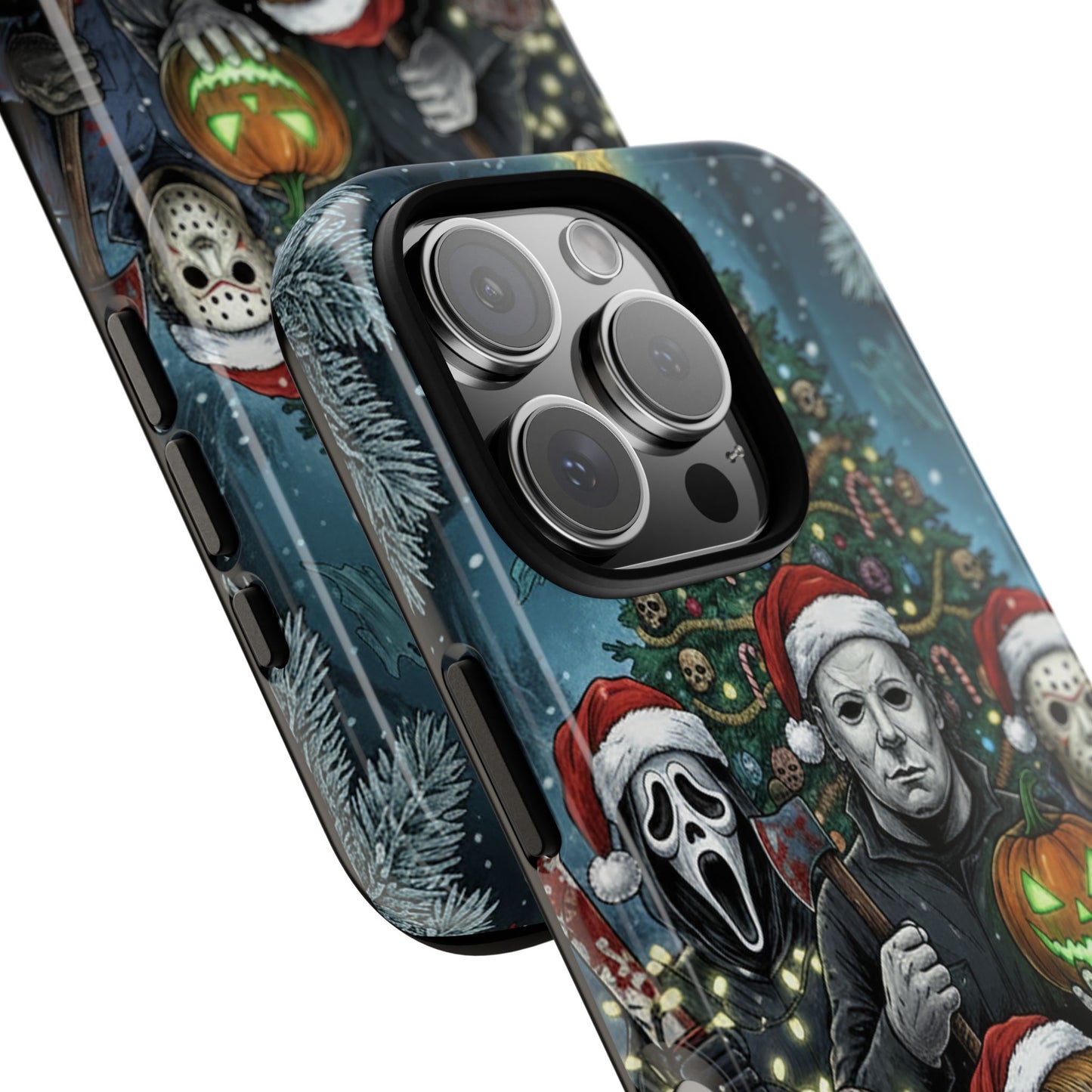 Christmas Horror Phone Case – Festive Slasher Collage Tough Case (iPhone, Samsung, Pixel)
