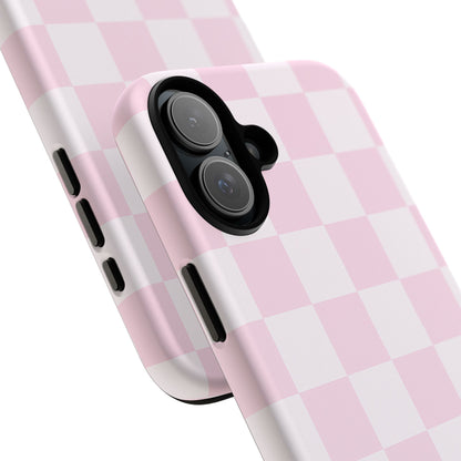 Pink Checkerboard Phone Case | Aesthetic Tough Protective Case
