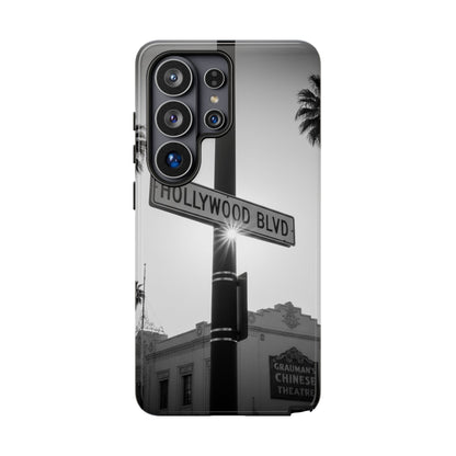 Hollywood Blvd Phone Case | Vintage Los Angeles Street Sign | Black & White LA Aesthetic