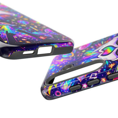 Rainbow Heart Hands Phone Case – Neon Galaxy EDM Festival Tough Cover