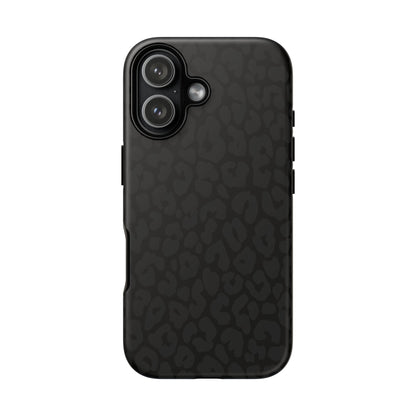 Black Leopard Phone Case | Black on Black Leopard Print Tough iPhone & Samsung Case | Matte or Glossy Protective Cover