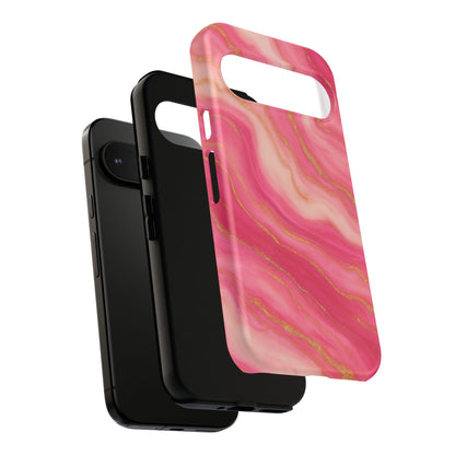 Pink Marble Phone Case | Rose Gold Swirl Aesthetic Tough Protective Case