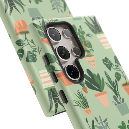 Plant Lover Phone Case | Cute Potted Plants Pattern | Botanical Aesthetic Tough Case