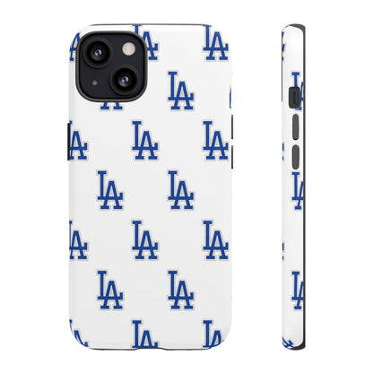 Blue LA Monogram Pattern Phone Case | Minimal Baseball Inspired Tough Cover