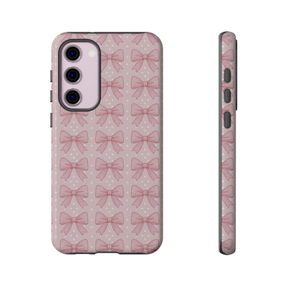 Pink Bow Pattern Phone Case – Soft Coquette Aesthetic Tough Case