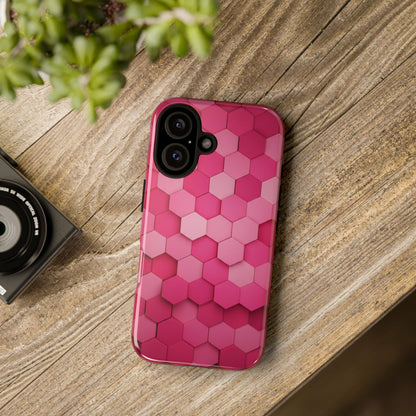 Hot Pink Hexagon Phone Case | Honeycomb Geometric Aesthetic | Cute Pink iPhone & Samsung Tough Protective Case