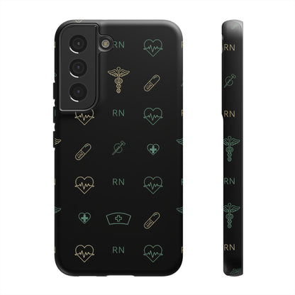 RN Nurse Phone Case – Minimal Medical Icon Pattern Healthcare Worker Tough Case