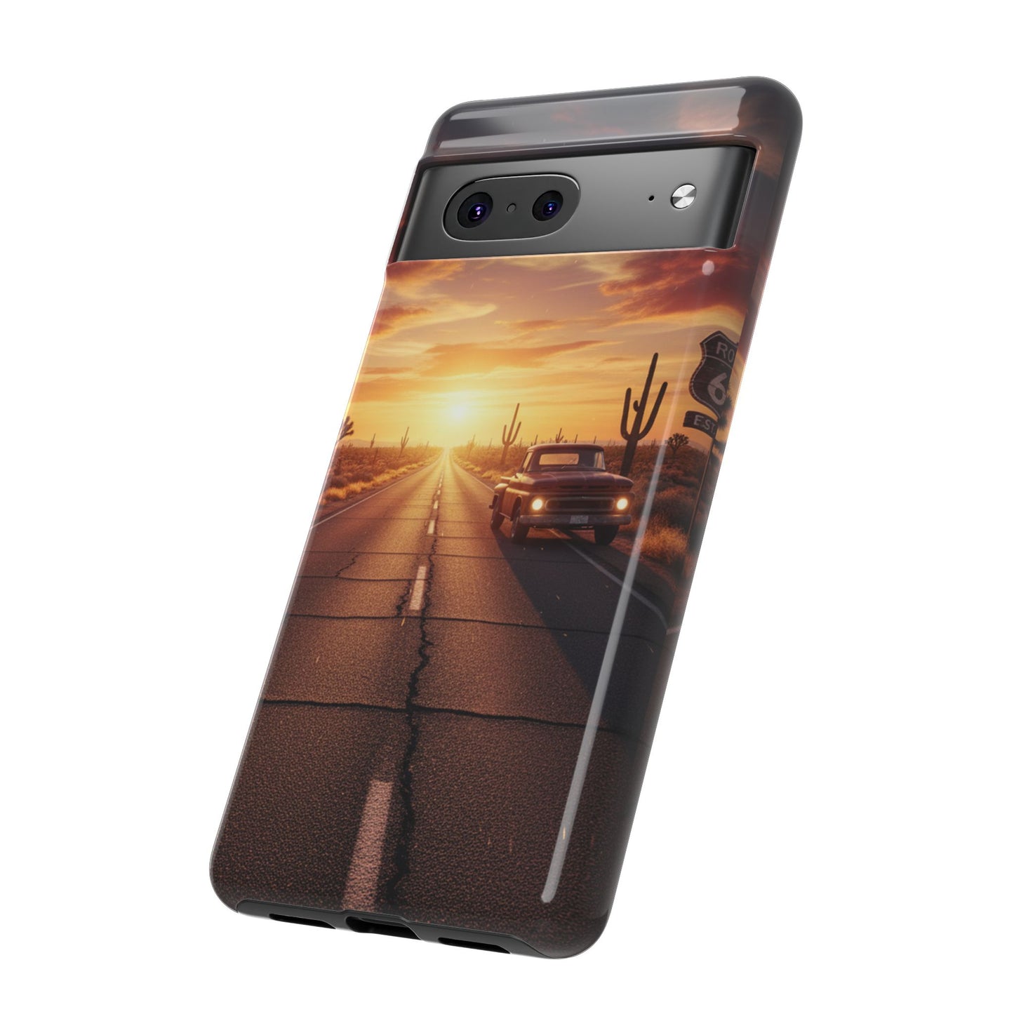 Route 66 Sunset Desert Highway Phone Case – Road Trip Travel Aesthetic Tough Case