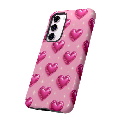 Pink Heart Pattern Phone Case | Tough Protective Case for Iphone, Samsung Galaxy and Pixel