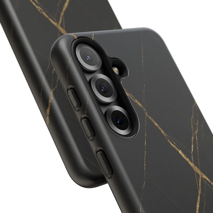 Black Marble Phone Case with Gold Veins | Minimal Luxury Tough Case