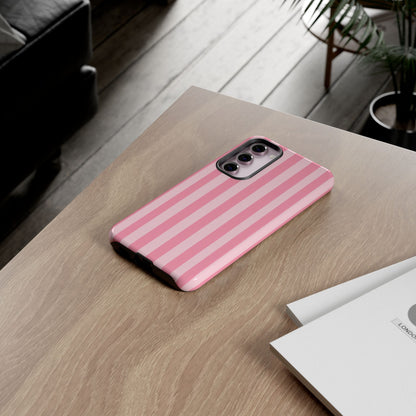 Pink Stripe Phone Case – Pastel Coquette Aesthetic Tough Protective Case