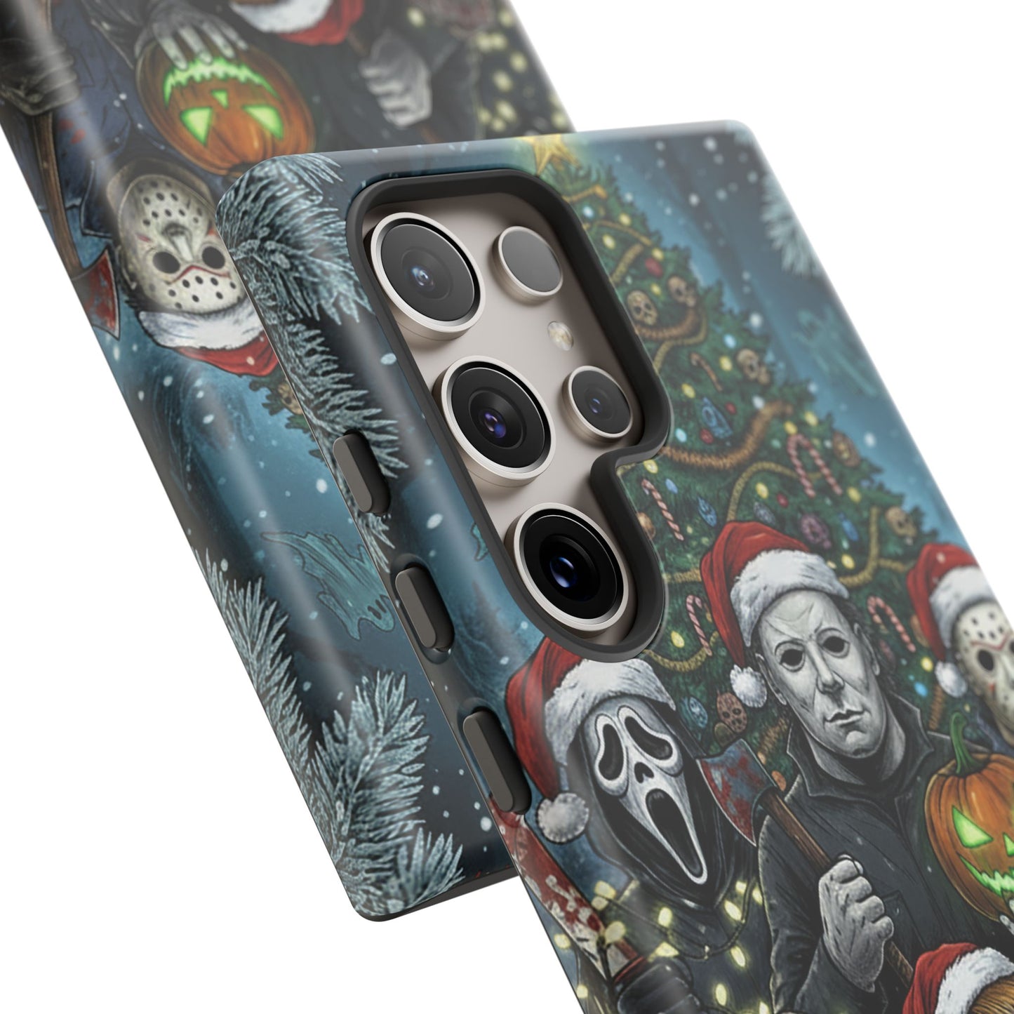 Christmas Horror Phone Case – Festive Slasher Collage Tough Case (iPhone, Samsung, Pixel)