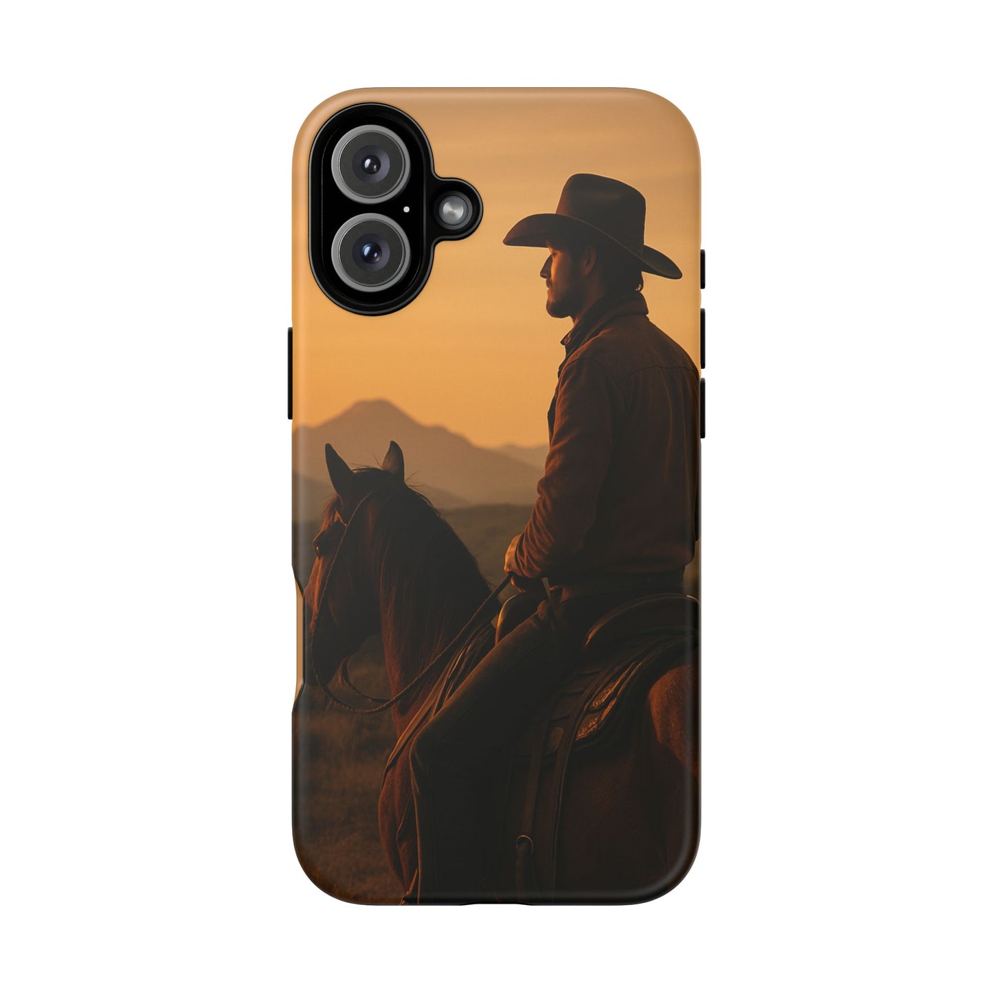 Western Cowboy Sunset Phone Case | Horse Rider Desert Aesthetic Tough Protective Case