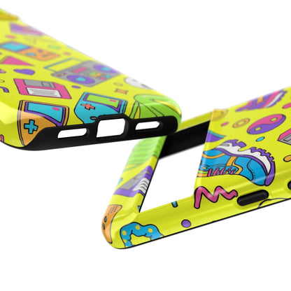 90s Retro Neon Phone Case – Y2K Nostalgia Colorful Icons Tough Protective Case