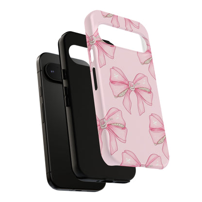 Pink Bow Pattern Phone Case | Coquette Aesthetic Tough Protective Case