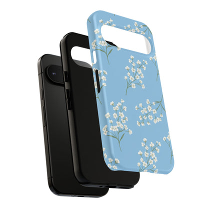 Baby’s Breath Floral Phone Case – Blue Minimal Flower Aesthetic Tough Case