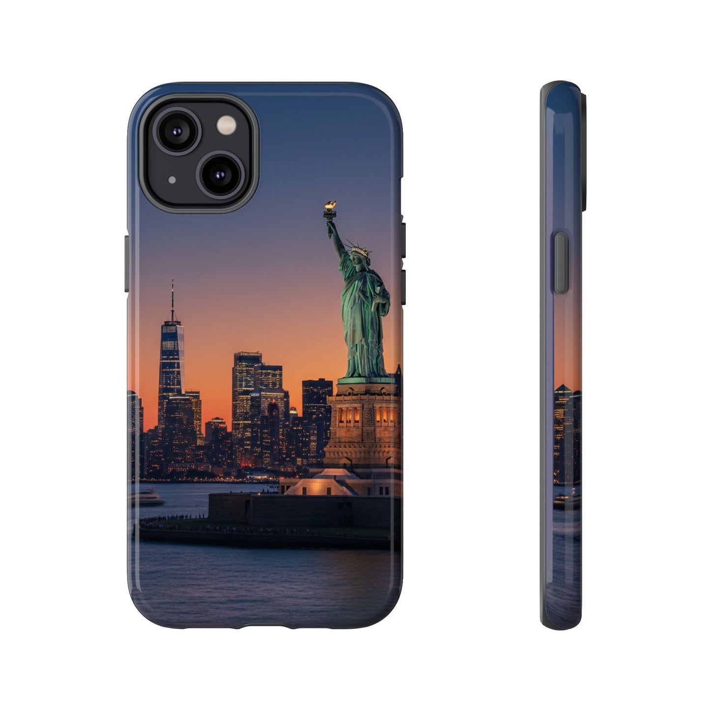 Statue of Liberty Sunset Phone Case – New York City Skyline Travel Aesthetic Tough Case