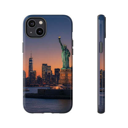 Statue of Liberty Sunset Phone Case – New York City Skyline Travel Aesthetic Tough Case