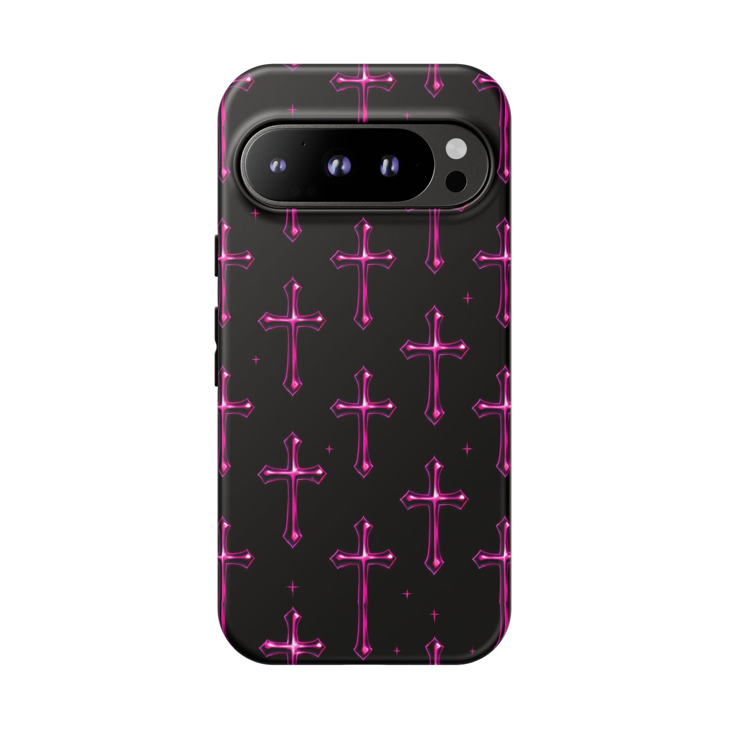 Neon Pink Cross Pattern Phone Case | Tough Protective Case for Iphone, Samsung Galaxy and Pixel