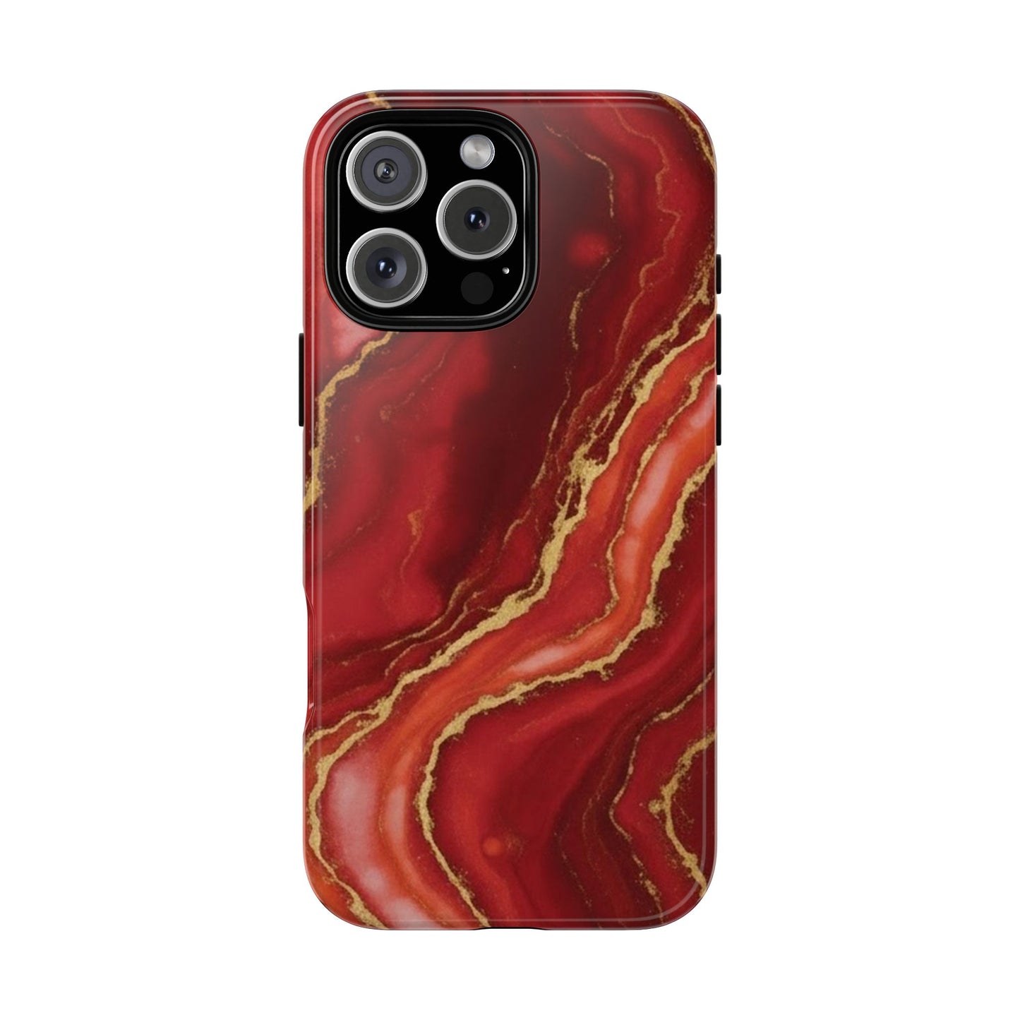 Red Agate Marble Phone Case – Gold Vein Luxury Stone Tough Case (iPhone, Samsung, Pixel)
