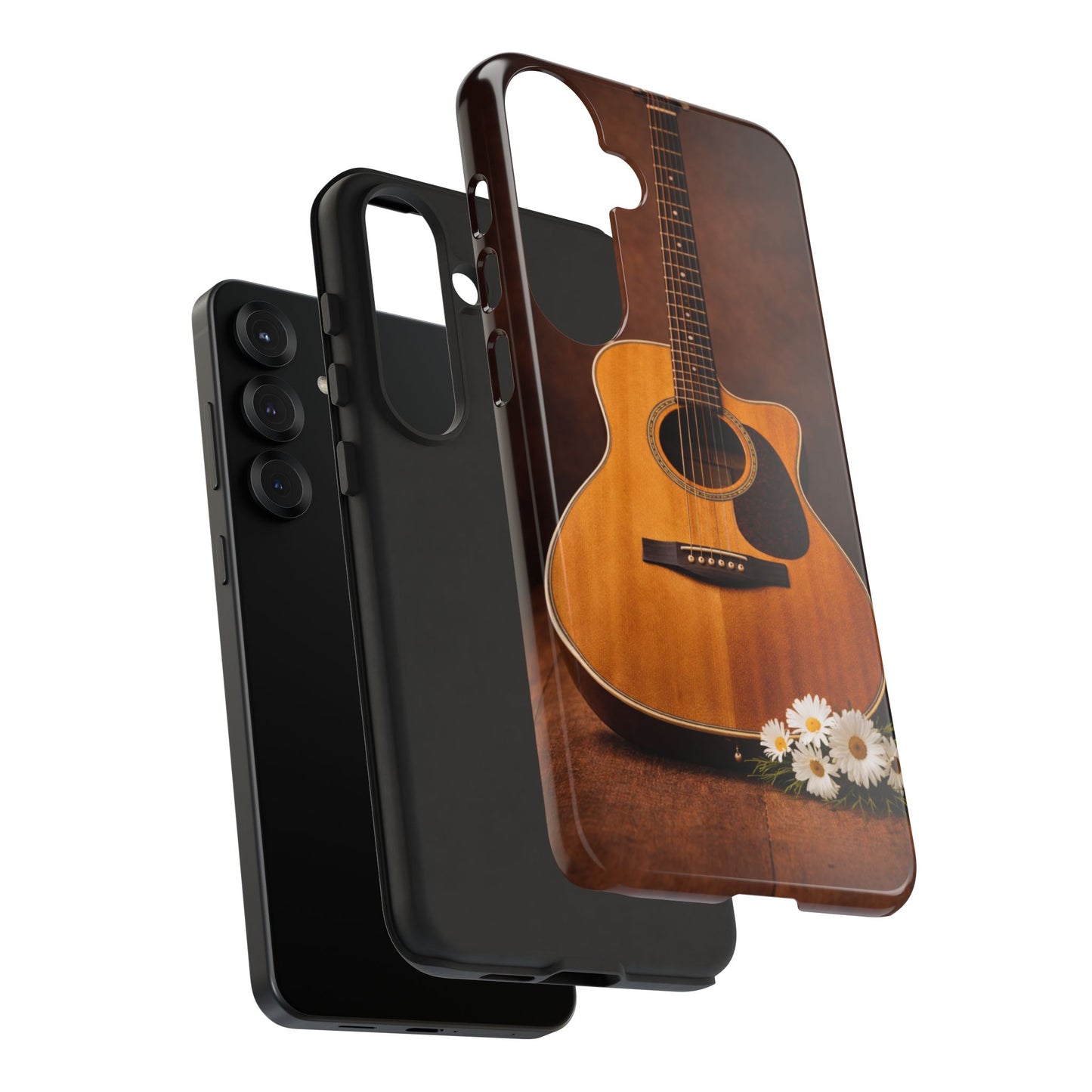 Acoustic Guitar Daisy Phone Case | Rustic Music Lover Tough Cover