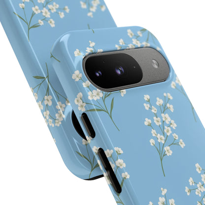 Baby’s Breath Floral Phone Case | Minimal Blue Flower Tough Case