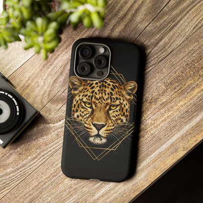 Leopard Phone Case – Black Gold Leopard Head Luxury Animal Tough Case