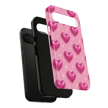 Pink Heart Pattern Phone Case | Tough Protective Case for Iphone, Samsung Galaxy and Pixel