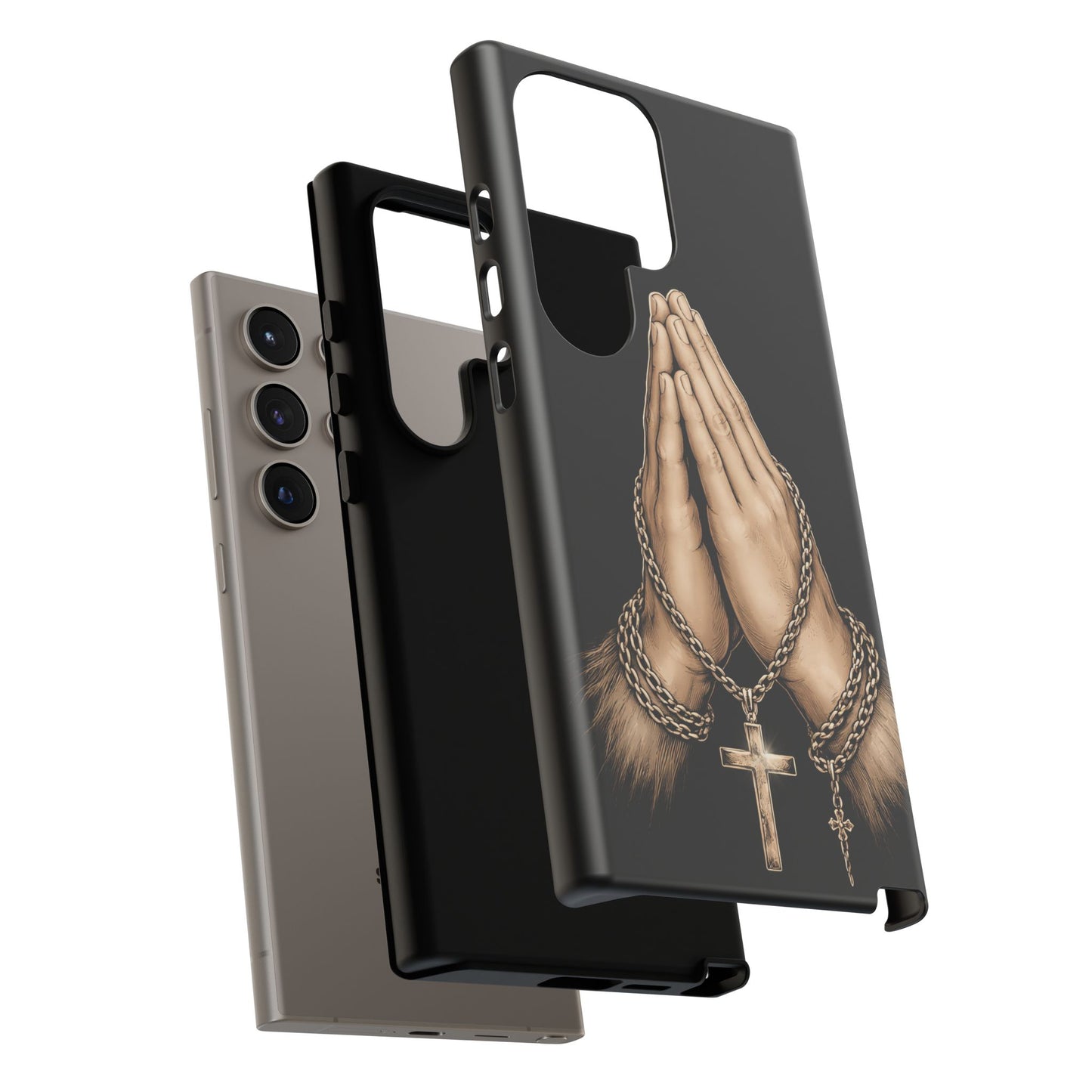 Praying Hands Cross Phone Case – Christian Faith Scripture Cover