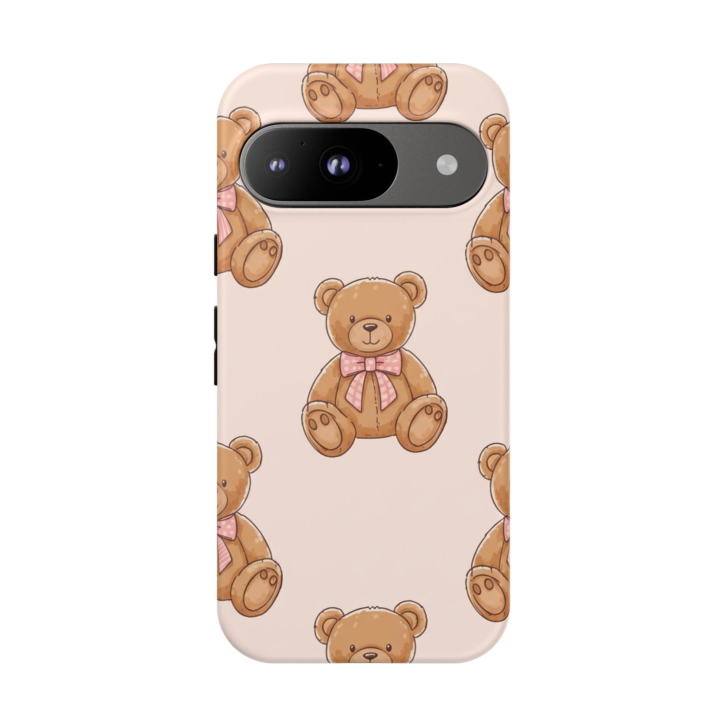 Teddy Bear Phone Case | Cute Coquette Aesthetic Pink Bear Pattern Case | Kawaii Soft Girl iPhone & Samsung Tough Protective Case