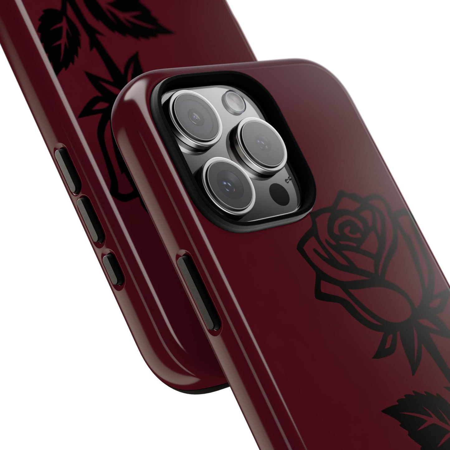 Black Rose Burgundy iPhone Case | Dark Aesthetic Shockproof Protective Cover