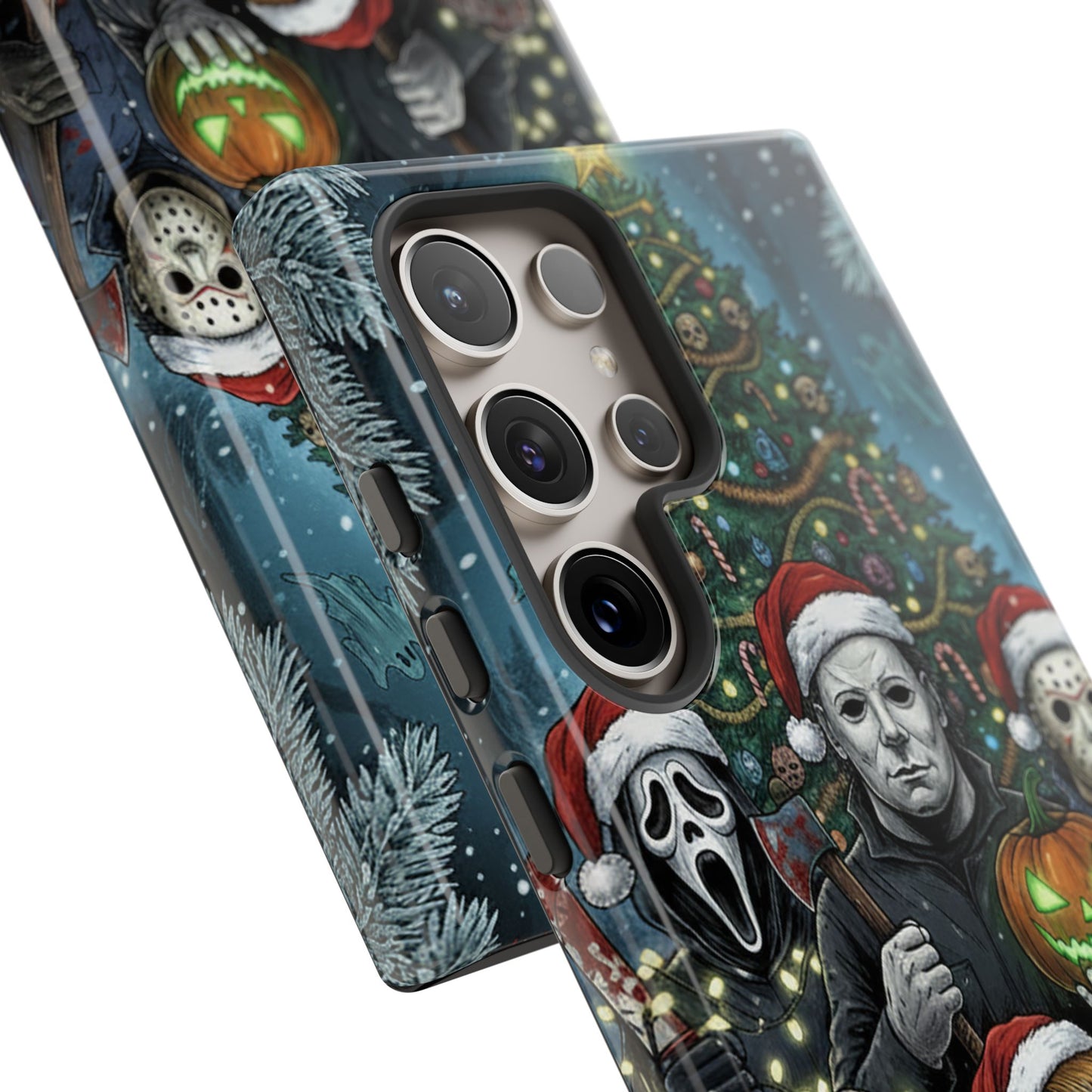 Christmas Horror Phone Case – Festive Slasher Collage Tough Case (iPhone, Samsung, Pixel)