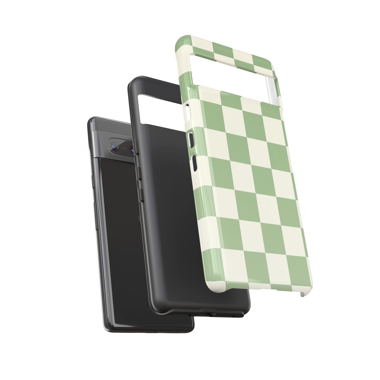 Sage Green Checkerboard Phone Case | Minimal Aesthetic Tough Case