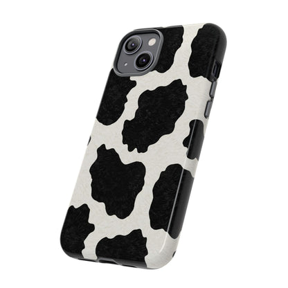 Black & White Cow Print Phone Case | Western Aesthetic iPhone & Samsung Tough Case