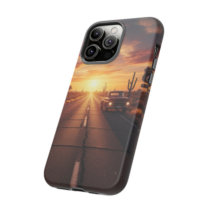 Route 66 Sunset Desert Highway Phone Case – Road Trip Travel Aesthetic Tough Case