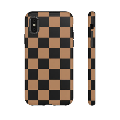 Brown Checkerboard Phone Case | Aesthetic Tough Protective Case