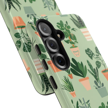 Plant Lover Phone Case | Cute Potted Plants Pattern | Botanical Aesthetic Tough Case