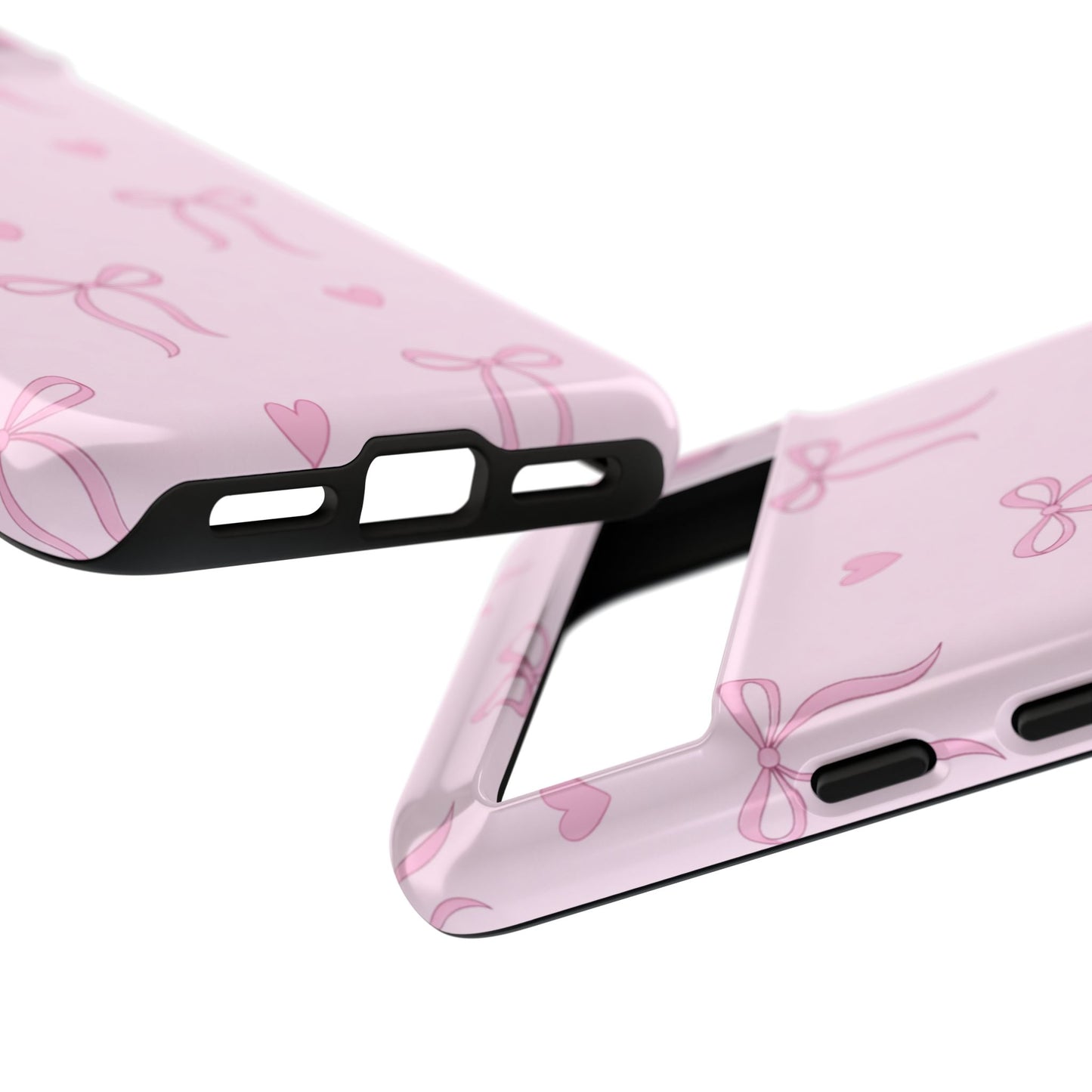 Pink Bow Heart Aesthetic Phone Case – Coquette Cute Tough Cover