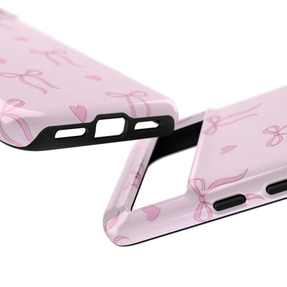 Pink Bow Heart Aesthetic Phone Case – Coquette Cute Tough Cover