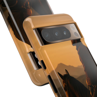 Western Cowboy Sunset Phone Case | Horse Rider Desert Aesthetic Tough Protective Case