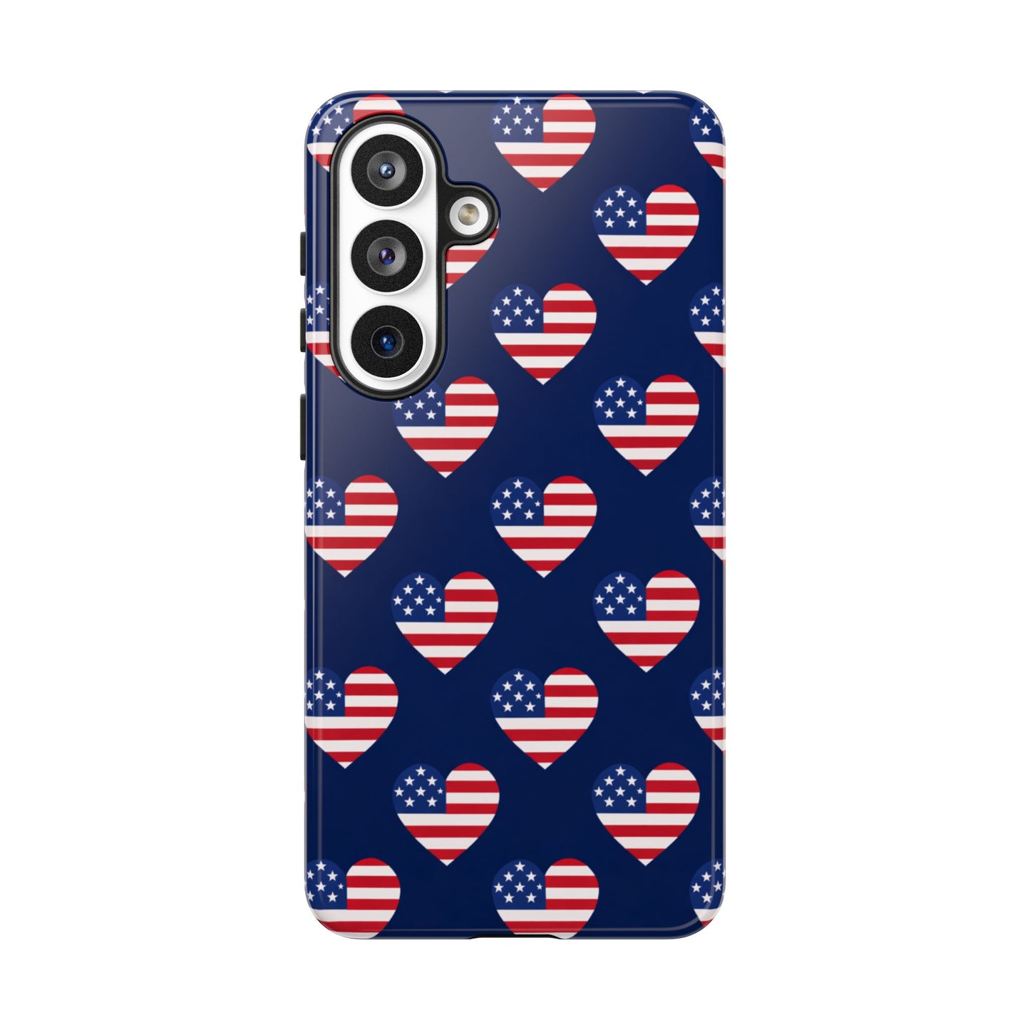 Patriotic American Flag Heart Phone Case – Tough Shockproof, USA Stars & Stripes for Iphone, Samsung Galaxy and Pixel
