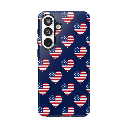 Patriotic American Flag Heart Phone Case – Tough Shockproof, USA Stars & Stripes for Iphone, Samsung Galaxy and Pixel